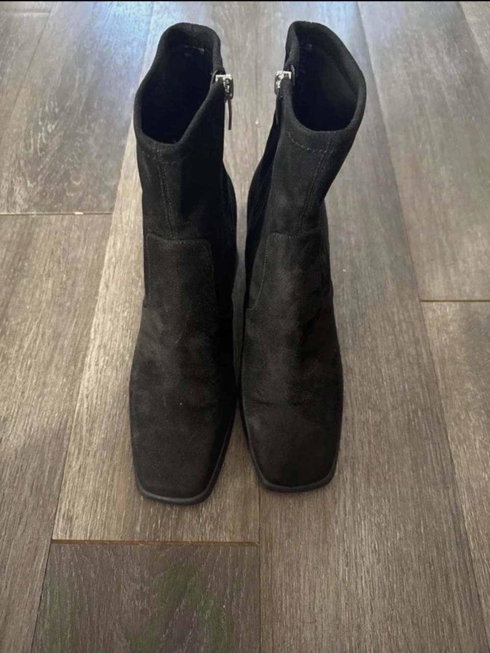 Marc Fisher Black Suede Ankle Booties with Side Zips